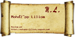 Mohápp Liliom névjegykártya